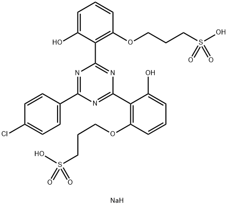 disodium 3,3'-[[6-(4-chlorophenyl)-1,3,5-triazine-2,4-diyl]bis[(3-hydroxy-2,1-phenylene)oxy]]bispropanesulphonate  Structure