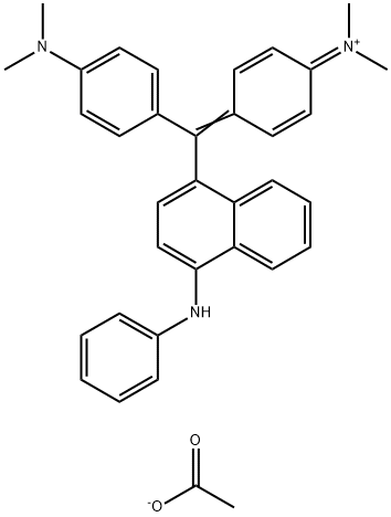 N-[4-[[4-(二甲氨基)苯基][4-(苯氨基)-1-萘基]亚甲基]-2,5-环己二烯-1-亚基]-N-甲基甲铵乙酸酯, 83803-79-6, 结构式