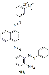 3-[[4-[[diamino(phenylazo)phenyl]azo]-1-naphthyl]azo]-N,N,N-trimethylanilinium chloride Struktur