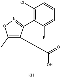 3-(2-クロロ-6-フルオロフェニル)-5-メチル-4-イソオキサゾールカルボン酸カリウム 化学構造式