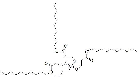 decyl 5-butyl-5-[[3-(decyloxy)-3-oxopropyl]thio]-9-oxo-10-oxa-4,6-dithia-5-stannaicosanoate Struktur