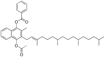 2-メチル-3-(3,7,11,15-テトラメチル-2-ヘキサデセニル)-1,4-ナフタレンジオール4-アセタート1-ベンゾアート 化学構造式
