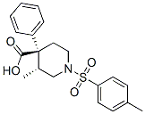 trans-(-)-3-methyl-4-phenyl-1-(p-tolylsulphonyl)piperidine-4-carboxylic acid Struktur