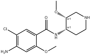 cis-4-amino-5-chloro-2-methoxy-N-(3-methoxy-4-piperidyl)benzamide Struktur