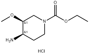 ethyl cis-4-amino-3-methoxypiperidine-1-carboxylate monohydrochloride Struktur