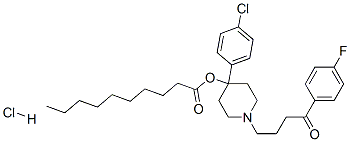 4-(4-chlorophenyl)-1-[4-(4-fluorophenyl)-4-oxobutyl]-4-piperidyl decanoate hydrochloride Struktur