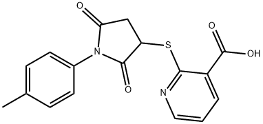 2-{[1-(4-methylphenyl)-2,5-dioxo-3-pyrrolidinyl]thio}nicotinic acid|2-{[1-(4-甲基苯基)-2,5-二氧代-3-	吡
