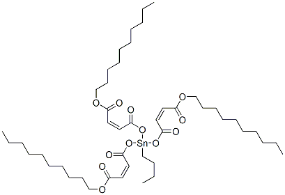 decyl (Z,Z,Z)-6-butyl-6-[[4-(decyloxy)-1,4-dioxobut-2-enyl]oxy]-4,8,11-trioxo-5,7,12-trioxa-6-stannadocosa-2,9-dienoate Struktur