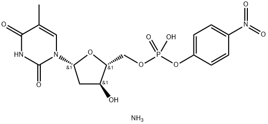 チミジン5'-(りん酸アンモニウム4-ニトロフェニル) 化学構造式
