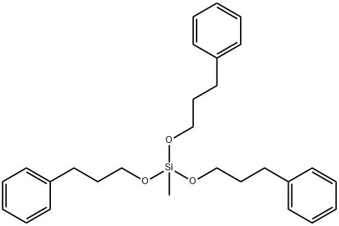 メチルトリス(3-フェニルプロピルオキシ)シラン 化学構造式