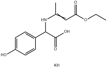 α-[(3-エトキシ-1-メチル-3-オキソ-1-プロペニル)アミノ]-4-ヒドロキシベンゼン酢酸カリウム 化学構造式