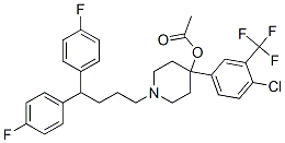 1-[4,4-ビス(4-フルオロフェニル)ブチル]-4-[4-クロロ-3-(トリフルオロメチル)フェニル]-4-ピペリジノール・酢酸 化学構造式