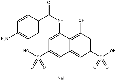sodium hydrogen 4-[(4-aminobenzoyl)amino]-5-hydroxynaphthalene-2,7-disulphonate Structure