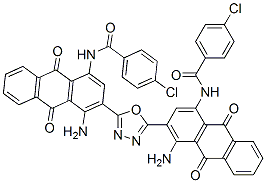 N,N'-[1,3,4-oxadiazole-2,5-diylbis(4-amino-9,10-dihydro-9,10-dioxoanthracene-3,1-diyl)]bis[4-chlorobenzamide] 结构式