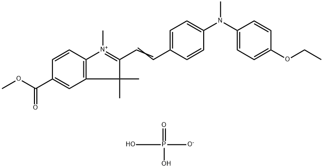 2-[2-[4-[(4-ethoxyphenyl)methylamino]phenyl]vinyl]-5-(methoxycarbonyl)-1,3,3-trimethyl-3H-indolium dihydrogen phosphate 结构式