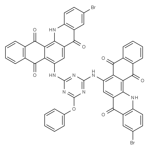 6,6'-[(6-phenoxy-1,3,5-triazine-2,4-diyl)diimino]bis[10-bromonaphth[2,3-c]acridine-5,8,14(13H)-trione] 结构式