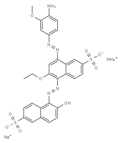 ammonium sodium 8-[(4-amino-3-methoxyphenyl)azo]-6-ethoxy-5-[(2-hydroxy-6-sulphonatonaphthyl)azo]naphthalene-2-sulphonate 结构式