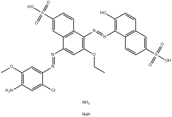 ammonium sodium 8-[(4-amino-2-chloro-5-methoxyphenyl)azo]-6-ethoxy-5-[(2-hydroxy-6-sulphonatonaphthyl)azo]naphthalene-2-sulphonate 结构式