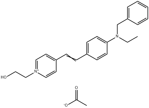 4-[2-[4-[乙基(苯基甲基)氨基]苯基]乙烯基]-1-(2-羟乙基)吡啶翁乙酸盐,83950-14-5,结构式