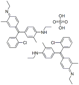 bis(4-[(2-chlorophenyl)[4-(ethylimino)-3-methyl-2,5-cyclohexadien-1-ylidene]methyl]-N-ethyl-o-toluidine) sulphate 结构式