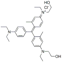 [4-[[4-(diethylamino)phenyl][4-[ethyl(2-hydroxyethyl)amino]-2-methylphenyl]methylene]-3-methyl-2,5-cyclohexadien-1-ylidene]ethyl(2-hydroxyethyl)ammonium chloride 结构式