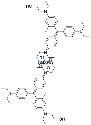 bis[[4-[[4-(diethylamino)phenyl][4-[ethyl(2-hydroxyethyl)amino]-2-methylphenyl]methylene]-3-methyl-2,5-cyclohexadien-1-ylidene]ethyl(2-hydroxyethyl)ammonium] sulphate 结构式