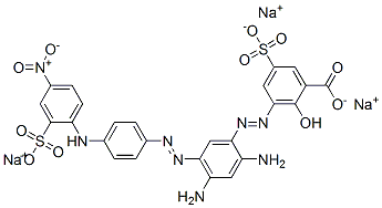 trisodium 3-[[2,4-diamino-5-[[4-[(4-nitro-2-sulphonatophenyl)amino]phenyl]azo]phenyl]azo]-5-sulphonatosalicylate 结构式