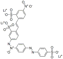 2-[2-(4-硝基-2-磺苯基)乙烯基]-5-[[4-[(4-磺苯基)偶氮]苯基]-O,N,N-氧偶氮基]-苯磺酸三锂盐 结构式