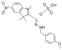2-[[(4-methoxyphenyl)methylhydrazono]methyl]-1,3,3-trimethyl-5-nitro-3H-indolium hydrogen sulphate Struktur