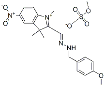 2-[[(4-メトキシフェニル)メチルヒドラゾノ]メチル]-1,3,3-トリメチル-5-ニトロ-3H-インドリウム・(硫酸メチル)アニオン 化学構造式