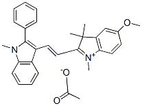 5-methoxy-1,3,3-trimethyl-2-[2-(1-methyl-2-phenyl-1H-indol-3-yl)vinyl]-3H-indolium acetate 结构式