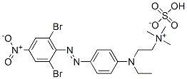 2-[[4-[(2,6-ジブロモ-4-ニトロフェニル)アゾ]フェニル]エチルアミノ]-N,N,N-トリメチルエタンアミニウム・水素スルファート 化学構造式