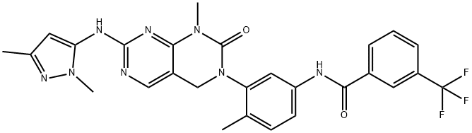 N-(3-(7-(1,3-dimethyl-1H-pyrazol-5-ylamino)-1-methyl-2-oxo-1,2-dihydropyrimido[4,5-d]pyrimidin-3(4H)-yl)-4-methylphenyl)-3-(trifluoromethyl)benzamide Structure