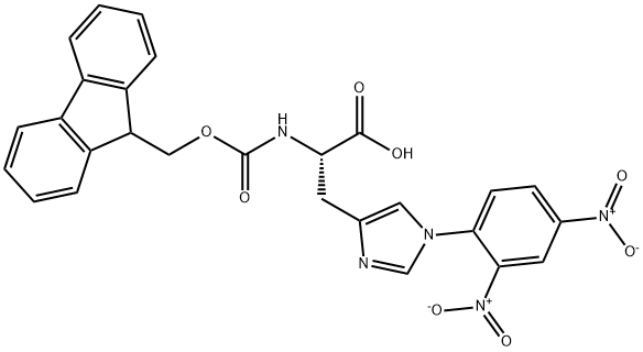 (2S)-3-[1-(2,4-Dinitrophenyl)-1H-imidazol-4-yl]-2-{[(9H-fluoren-9-ylmethoxy)carbonyl]amino}propanoic Struktur