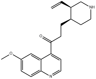 1-(6-メトキシ-4-キノリル)-3-[(3R,4R)-3-ビニル-4-ピペリジル]-1-プロパノン 化学構造式