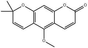 5-メトキシ-8,8-ジメチル-2H,8H-ベンゾ[1,2-b:5,4-b']ジピラン-2-オン 化学構造式