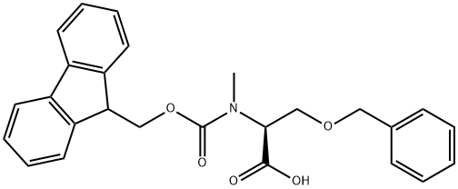 N-(9H-フルオレン-9-イルメトキシカルボニル)-N-メチル-O-ベンジル-L-セリン 化学構造式