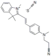 2-[2-[4-[(2-シアノエチル)メチルアミノ]フェニル]エテニル]-1,3,3-トリメチル-3H-インドリウム・チオシアナート 化学構造式
