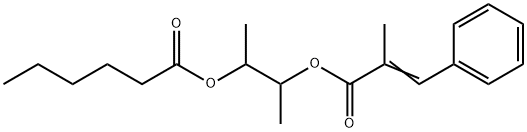 1-Methyl-2-((2-methyl-1-oxo-3-phenyl-2-propenyl)oxy)propyl hexanoate 化学構造式