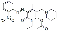 1-ethyl-6-hydroxy-4-methyl-3-[(o-nitrophenyl)azo]-5-(piperidinomethyl)pyridin-2(1H)-one monoacetate Struktur