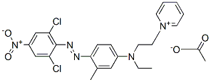 1-[2-[[4-[(2,6-ジクロロ-4-ニトロフェニル)アゾ]-3-メチルフェニル](エチル)アミノ]エチル]ピリジニウム・アセタート 化学構造式