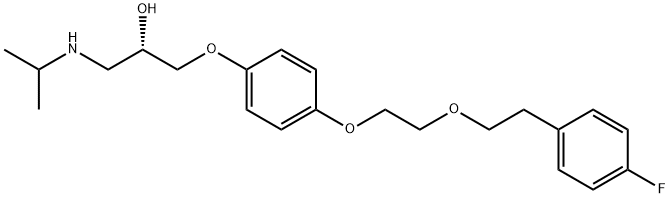 (S)-1-[4-[2-[2-(4-フルオロフェニル)エトキシ]エトキシ]フェノキシ]-3-(イソプロピルアミノ)-2-プロパノール 化学構造式
