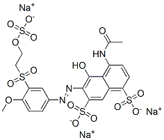 trisodium 4-(acetylamino)-5-hydroxy-6-[[4-methoxy-3-[[2-(sulphonatooxy)ethyl]sulphonyl]phenyl]azo]naphthalene-1,7-disulphonate Struktur