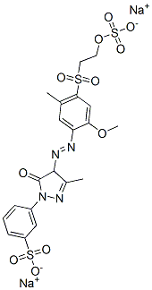 disodium m-[4,5-dihydro-4-[[2-methoxy-5-methyl-4-[[2-(sulphonatooxy)ethyl]sulphonyl]phenyl]azo]-3-methyl-5-oxo-1H-pyrazol-1-yl]benzenesulphonate  Struktur