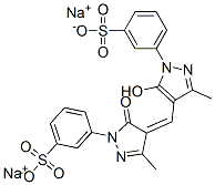disodium m-[4,5-dihydro-4-[[5-hydroxy-3-methyl-1-(3-sulphonatophenyl)-1H-pyrazol-4-yl]methylene]-3-methyl-5-oxo-1H-pyrazol-1-yl]benzenesulphonate  Struktur