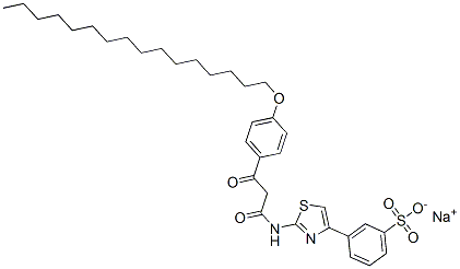 sodium 3-[2-[[3-[4-(hexadecyloxy)phenyl]-1,3-dioxopropyl]amino]thiazol-4-yl]benzenesulphonate  Struktur