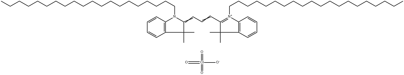 1-二十烷基-2-[(E)-3-(1-二十烷基-3,3-二甲基-1,3-二氢-2H-吲哚-2-亚基)-1-丙烯基]-3,3-二甲基-3H-吲哚高氯酸盐, 84109-13-7, 结构式