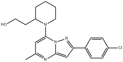 2-(1-(2-(4-クロロフェニル)-5-メチルピラゾロ[1,5-A]ピリミジン-7-イル)ピペリジン-2-イル)エタノール 化学構造式