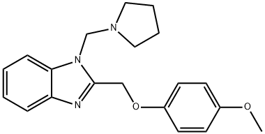1H-Benzimidazole, 2-((4-methoxyphenoxy)methyl)-1-(1-pyrrolidinylmethyl )- Struktur