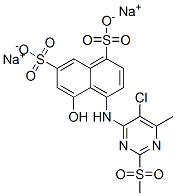 4-[[5-クロロ-6-メチル-2-(メチルスルホニル)-4-ピリミジニル]アミノ]-5-ヒドロキシ-1,7-ナフタレンジスルホン酸ジナトリウム 化学構造式